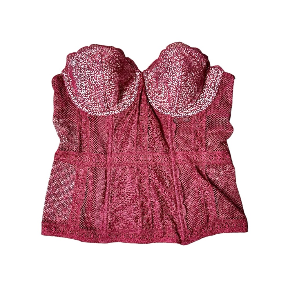 Victoria’s Secret Lace Bustier Corset Top Deep Red 36B